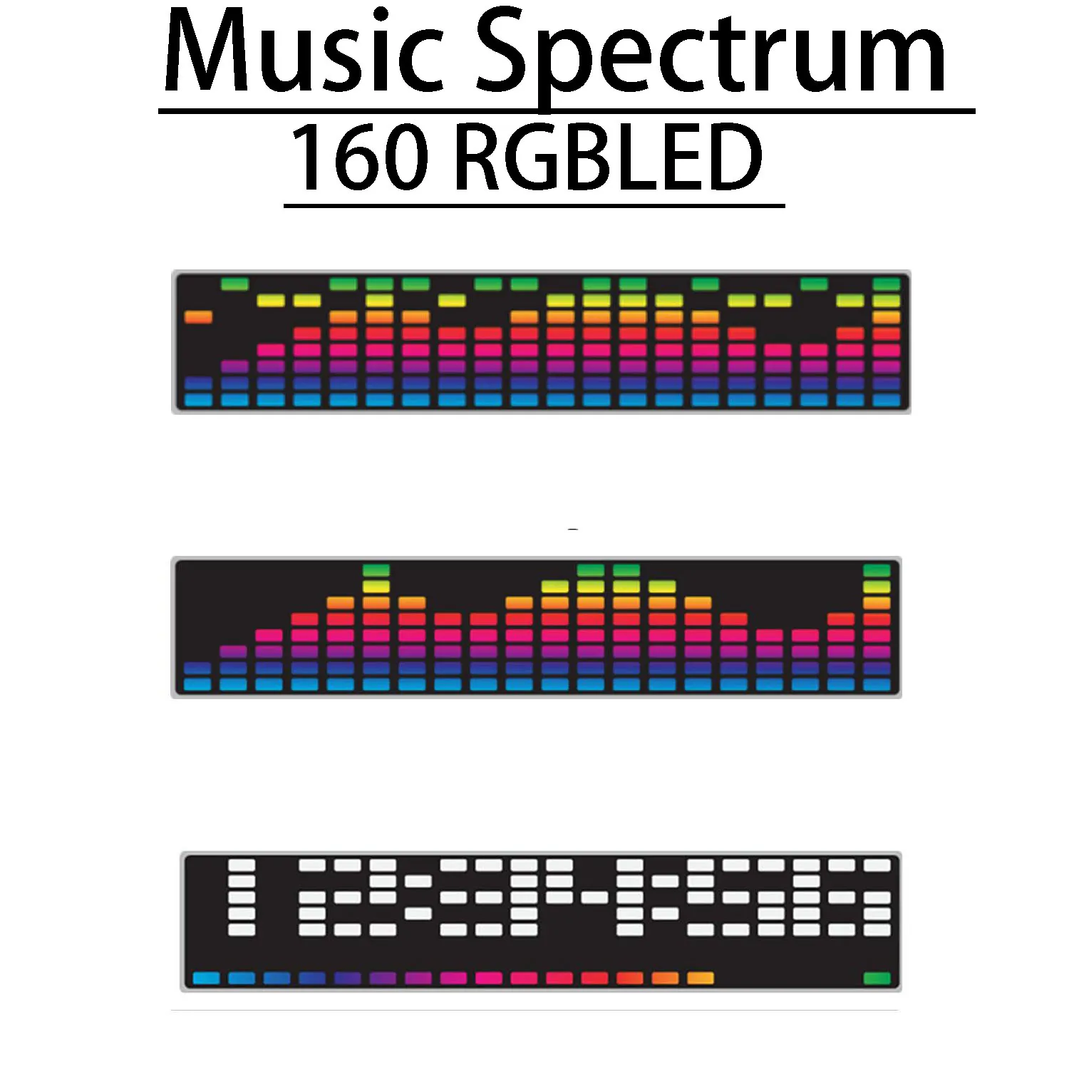 dot matrix musica spectrum display 160 led indicador de nivel ritmo luz ambiente w relogio digital amplificador car audio 01