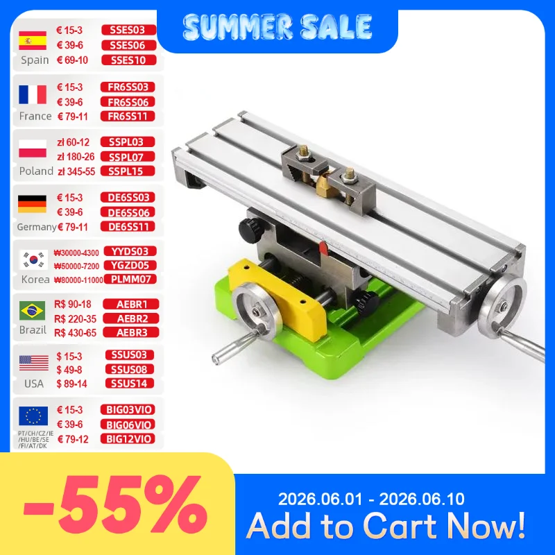 ALLSOME MINIQ BG6350 Multifunction Drill Vise Fixture Working Table Mini Precision Milling Machine Worktable HT2747