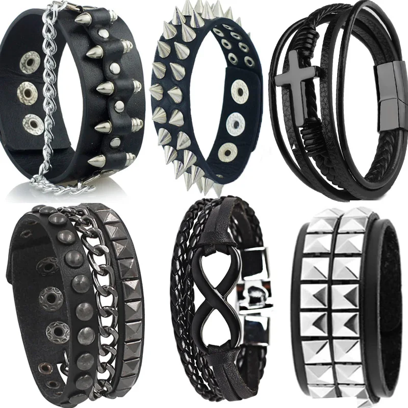 Unique Pointed Bracelet Row Spike Rivet Punk Gothic Rock Unisex Bracelets For Women Bangles Fashion Jewelry Cuff Wristband