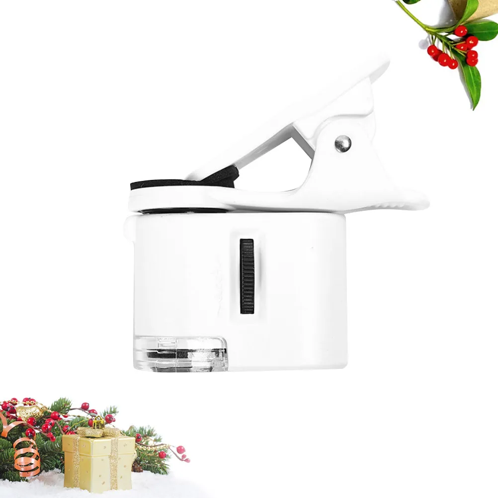 3-in-1 Portable Magnifying Glass Lamp with LED Light Uv Currency Detection Phone Clip for Reading Jewelry Craft Inspection 60X