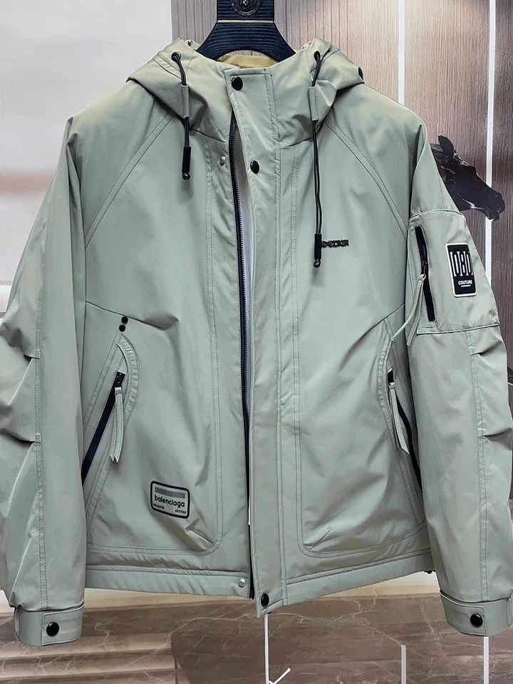 

Spring Early Men's Hooded Cotton Jaet New Faion Casual Versatile High-End Feeling Haome Zipper Closure Long Sve Pur...