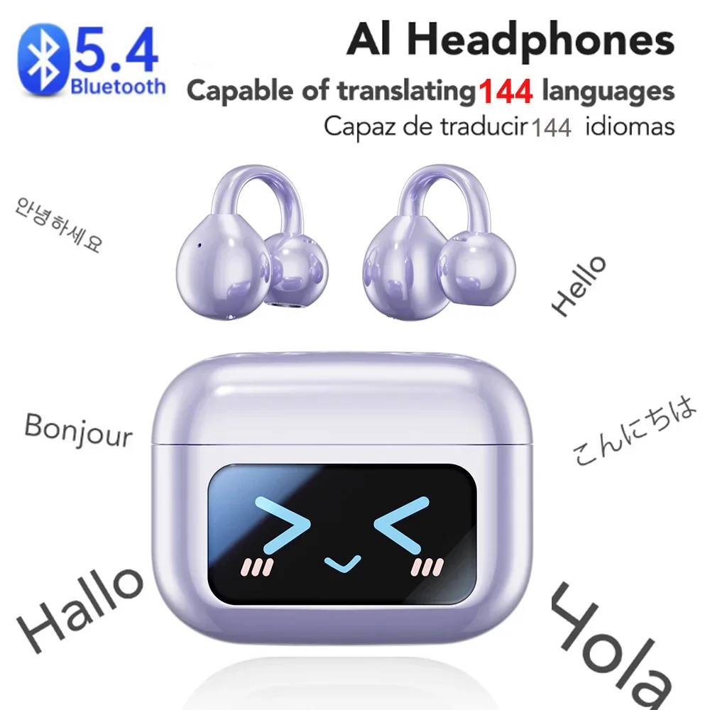 M100 AI الترجمة قرط كبس سماعات أذن سماعة لاسلكية تعمل بالبلوتوث 5.4 سماعة إلغاء الضوضاء سماعة أذن مقاومة للماء مع هيئة التصنيع العسكري للرياضة