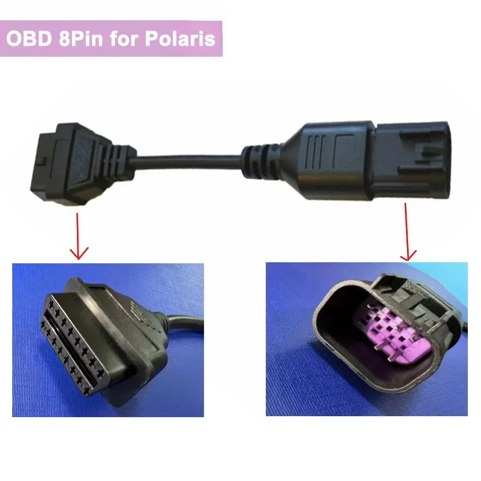 OBD2 16PIN do 8 pinów dla Polaris 8pin ATV motocykl kabel połączeniowy dla RZR/Ranger/General/Sportsman/ACE/Slingshot Adapter OBD