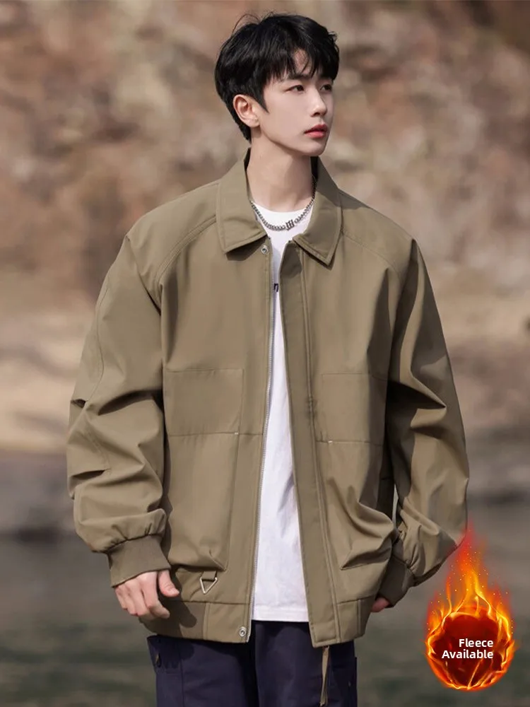 

Мужская куртка с клапаном и воротником-стойкой, осенне-зимняя модная свободная молодежная повседневная брендовая верхняя одежда на подкладке Fce