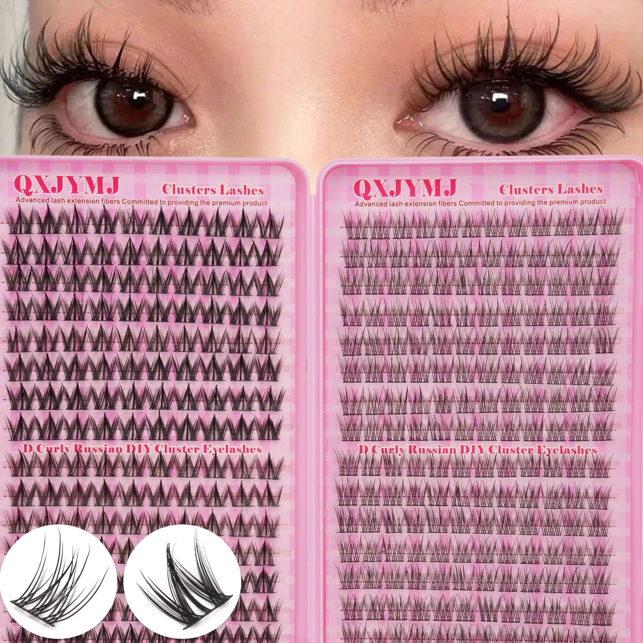 Eyelash Extension Wispy - 12 Rows Russian Cluster Lashes D