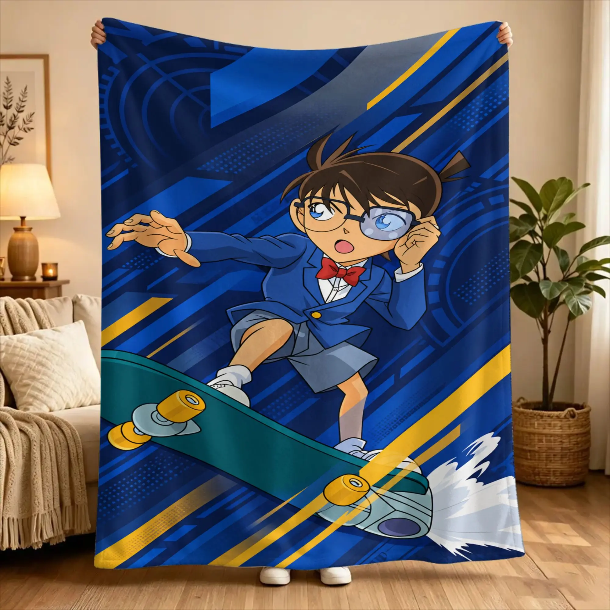 D-Detective C-Conan Flannel Blanket  Soft Durable Bedding Throws for Outdoor Travel Office Aesthetic Bedspread Sofa Bed Cover