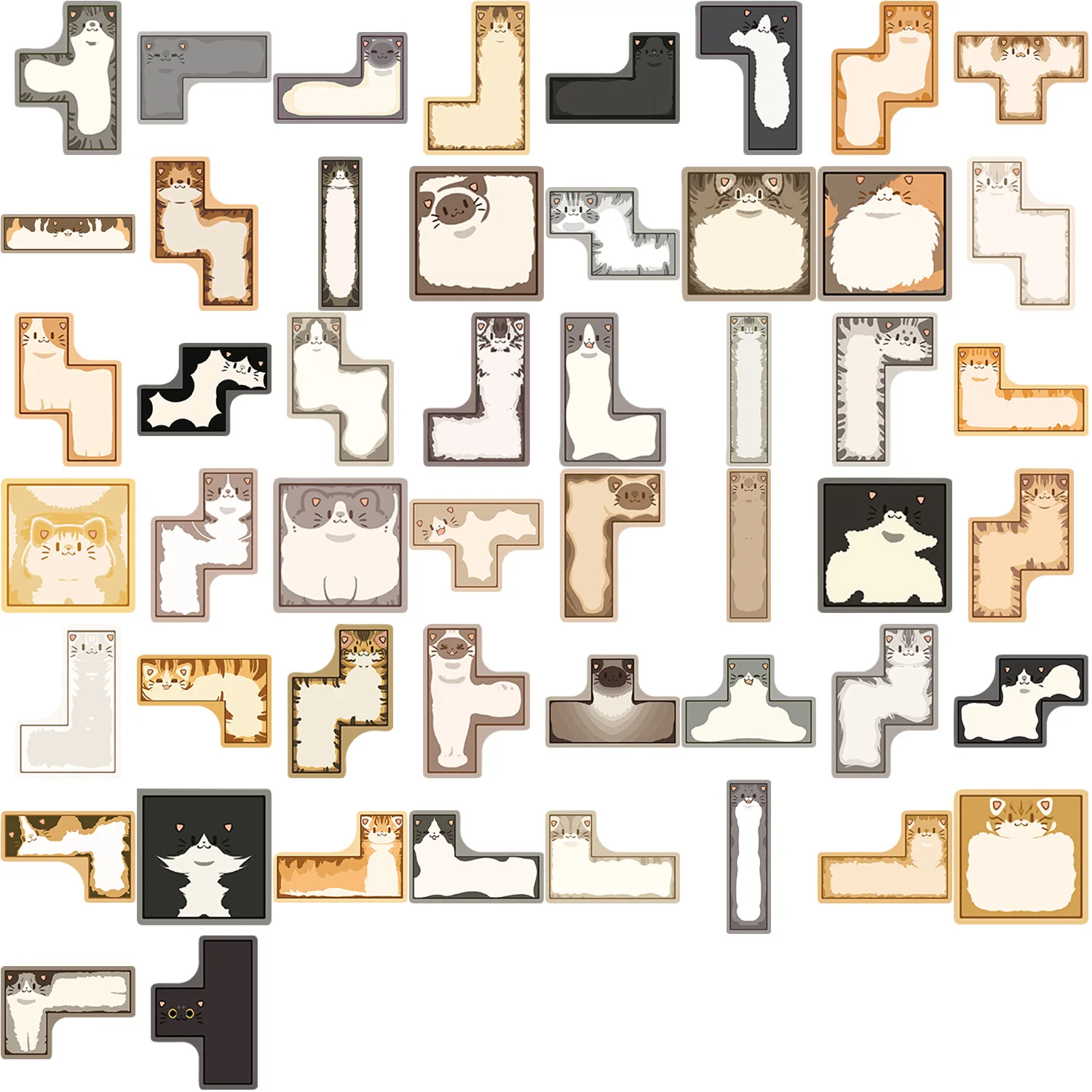 50PCS Tetris Cat Cartoon Stickers Waterproof Creative Puzzle Animals Graffiti Decals Decoration DIY Guitar Laptop Bike Phone Toy