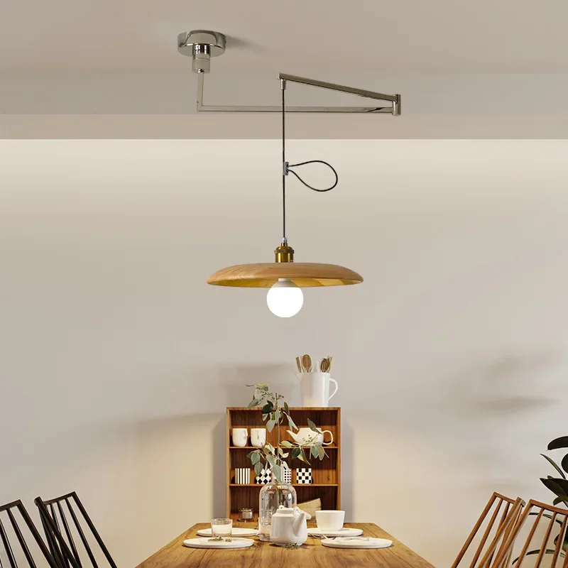 Modern Bauhaus Rocker Arm Telescopic Portable LED Pendant Lights Art Creative Indoor Lamp for Bedroom Home Decoration Chandelier