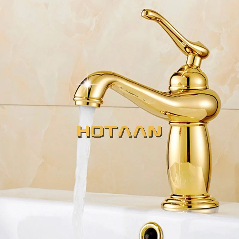 . New arrival Bathroom gold Basin Faucet Gold finish Brass Mixer Tap with ceramic torneiras para banheiro