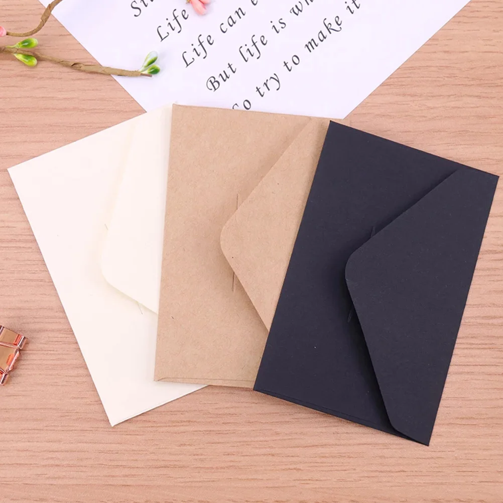 

30pcs Retro Envelopes Kraft Paper Small Size Black White Beige Each Letter Envelope Greetings Cards Supply