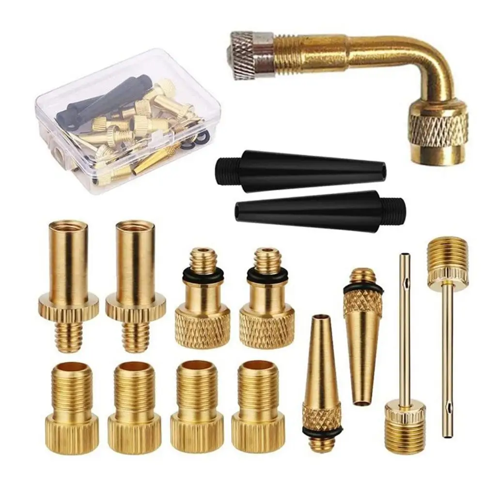 Copper Bicycle Valve Adapter Set Anti-corrosion Sv Av Dv Mtb Mountain Bike Inflator Pump Accessories