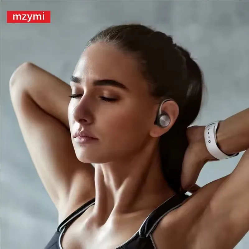 Mzymi R200 Open Ear Earbuds Wireless Bluetooth Headphone EarHooks 9D Stereo Earphone Sports LED Display Headset for Android IOS