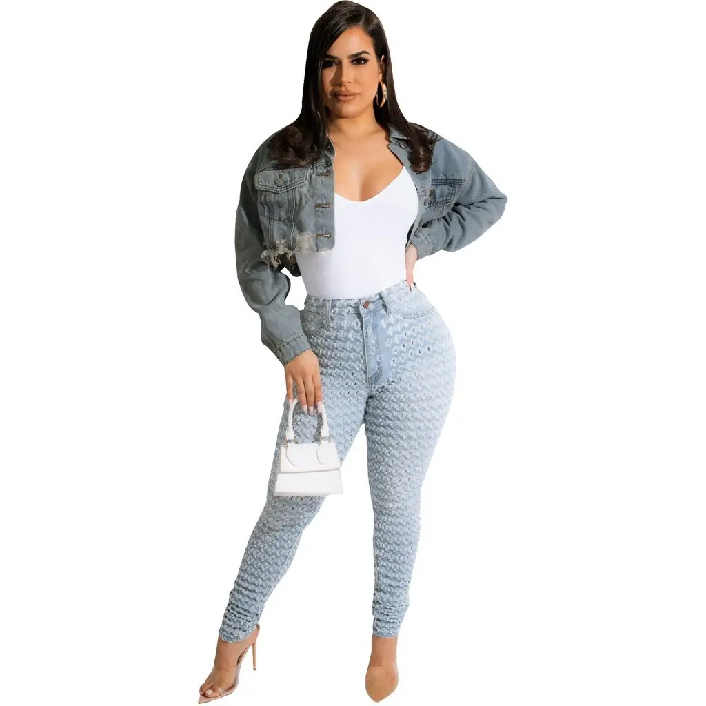 

SMR11016 Sexy Fashion Short Washed Denim Jacket Top for Women European And American Style