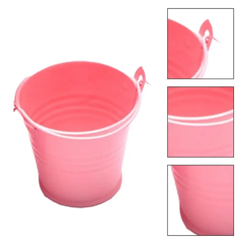 Mini Colored Galvanized Bucket With Handle Multi-Use Metal Tinplate Buckets Party Holder Storage Container Galvanized Gift