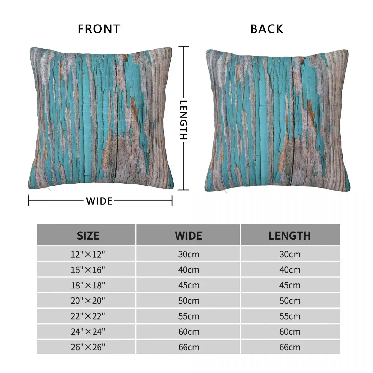 Shabby Rustic Wood Turquoise Square Pillowcase Polyester Linen Velvet Creative Zip Decor Pillow Case Sofa Cushion Case Wholesale