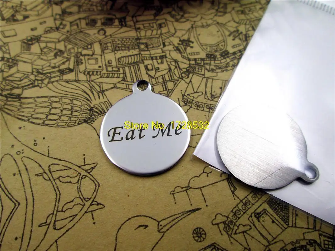 20pcs/lot-stainless steel Charms Eat Me  DIY Charms Pendants for necklace/bracelet/keychain DIY jewelry