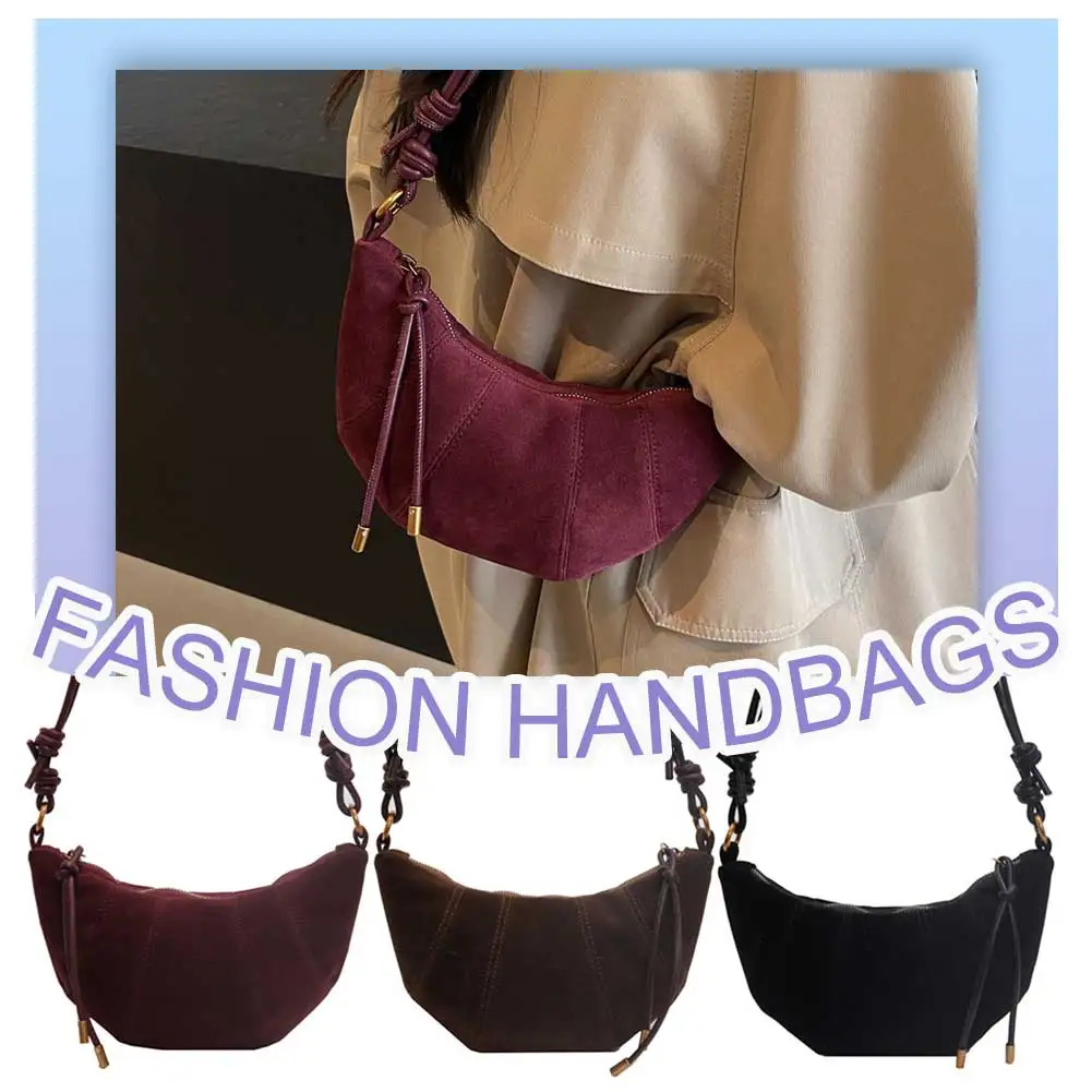 Torba na ramię damska z wewnętrzną kieszenią, torebka typu crescent, skóra PU, zapinana na zamek, torba crossbody, solidna torebka croissant do pracy i podróży.