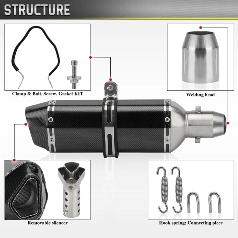 36-51mm Motorcycle Universal Exhaust Pipe Muffler DB Kille For Tmax 500 530 560 AK550 GSX1300R X-ADV750 R3 R1 Z400 Honda CB400 view 3