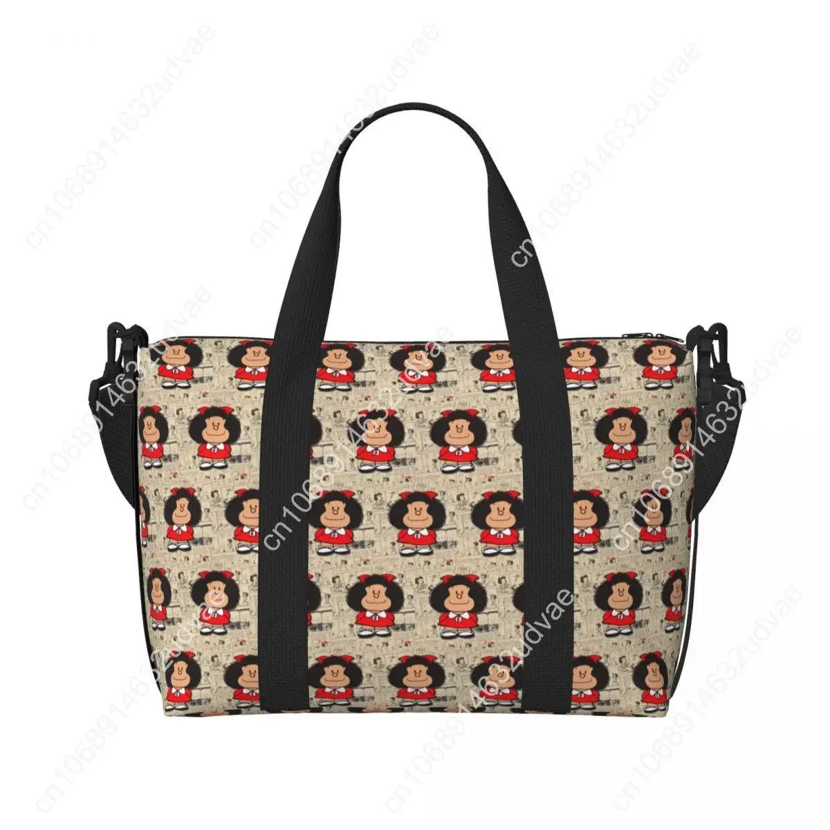 Custom Vintage Mafalda Manga Tote Bag Women Large Capacity Quino Comic Cartoon Gym Beach Shoulder Travel Bag
