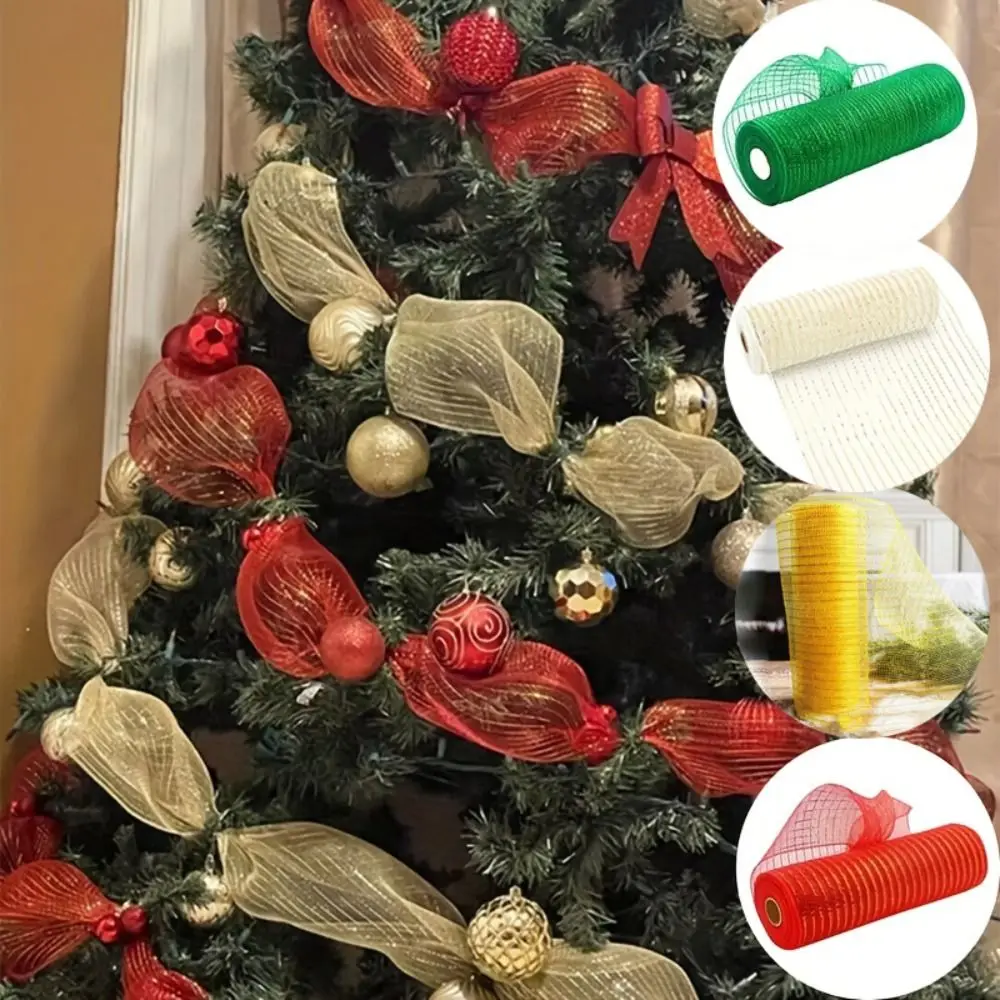 لامعة عيد الميلاد الديكور شبكة الشريط DIY الحرفية الملونة شجرة عيد الميلاد الشريط اليدوية 26 سنتيمتر عيد الميلاد التفاف الشريط هدية حزمة #2