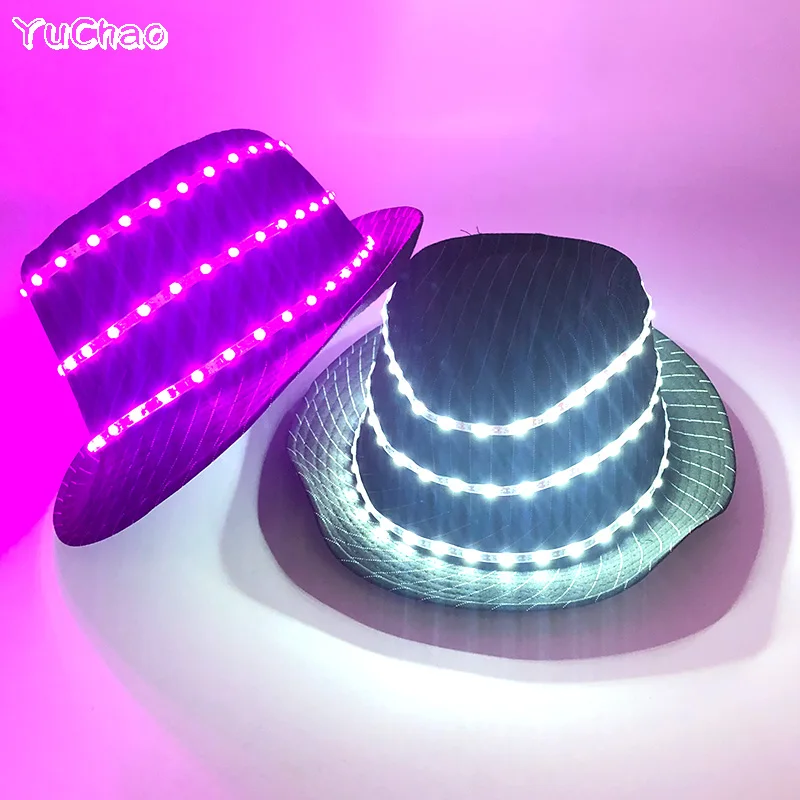 Led Formal Hat Birthday Halloween Christmas Concert Jazz Cap For Men Festival Decoration Accessories Blinky Gangster Top Hat