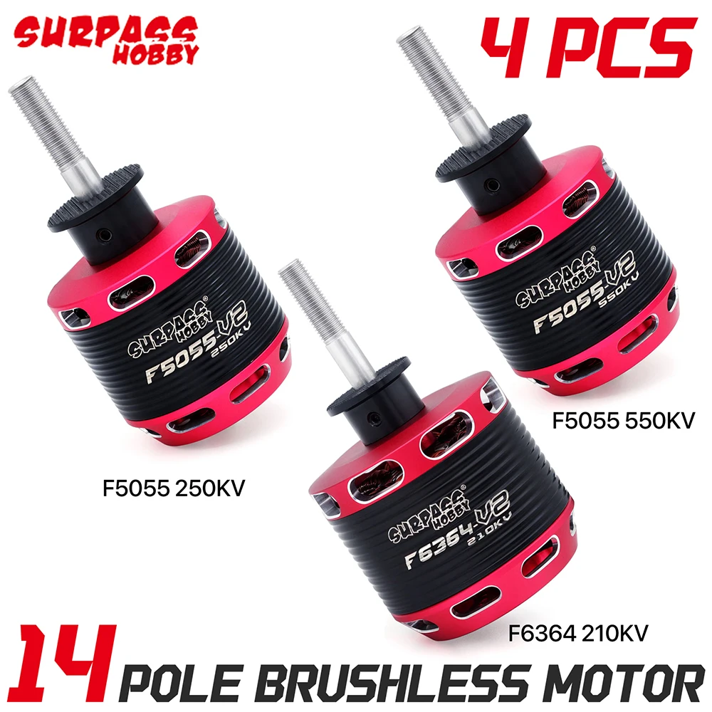 SURPASSHOBBY 4pcs Brushless Motor F5055 250/550KV F6364 210KV for RC Helicopter Fixed-wing Aircraft