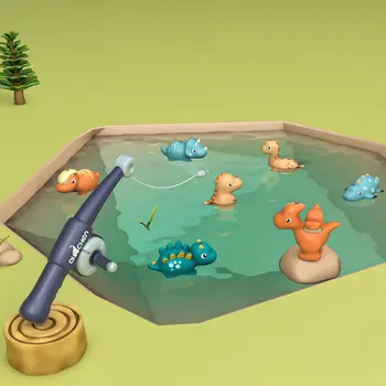Ensemble de jouets de bain de dinosaure de dessin animé pour enfants, jouets de pêche magnétiques, jeu dans l'eau, cadeaux drôles pour bébé, ZG349