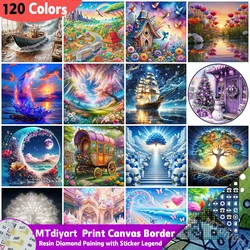 Scenery Sea Diamond Painting 120 Colors DIY Mosaic Landscape Tree Print Canvas Border Sticker Legend Rhinestnes Wall Decor Hobby
