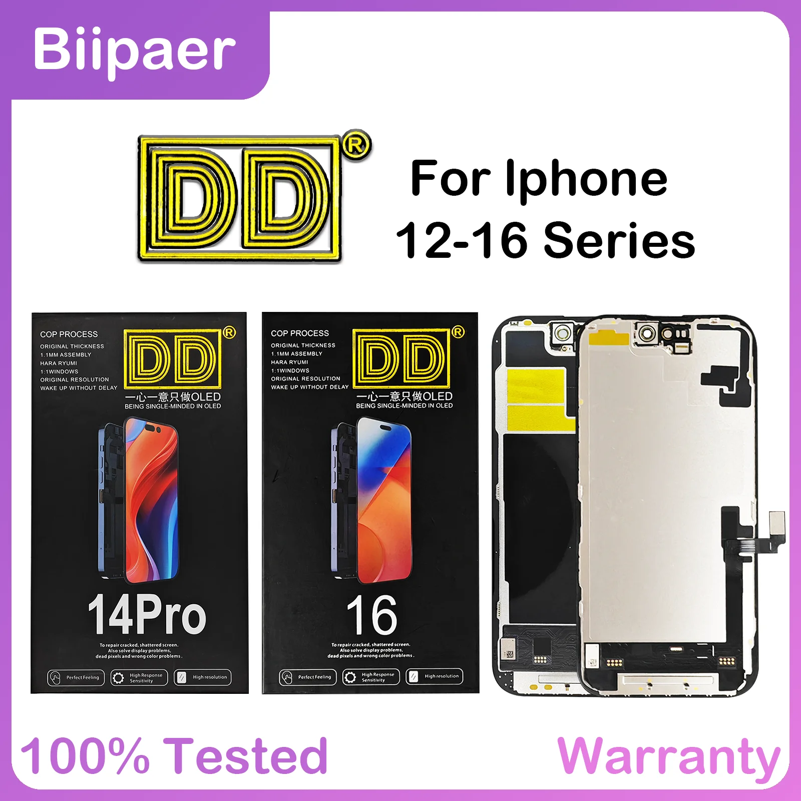 16 DD Soft OLED LCD Display Touch Screen Assembly For iphone 12 13 