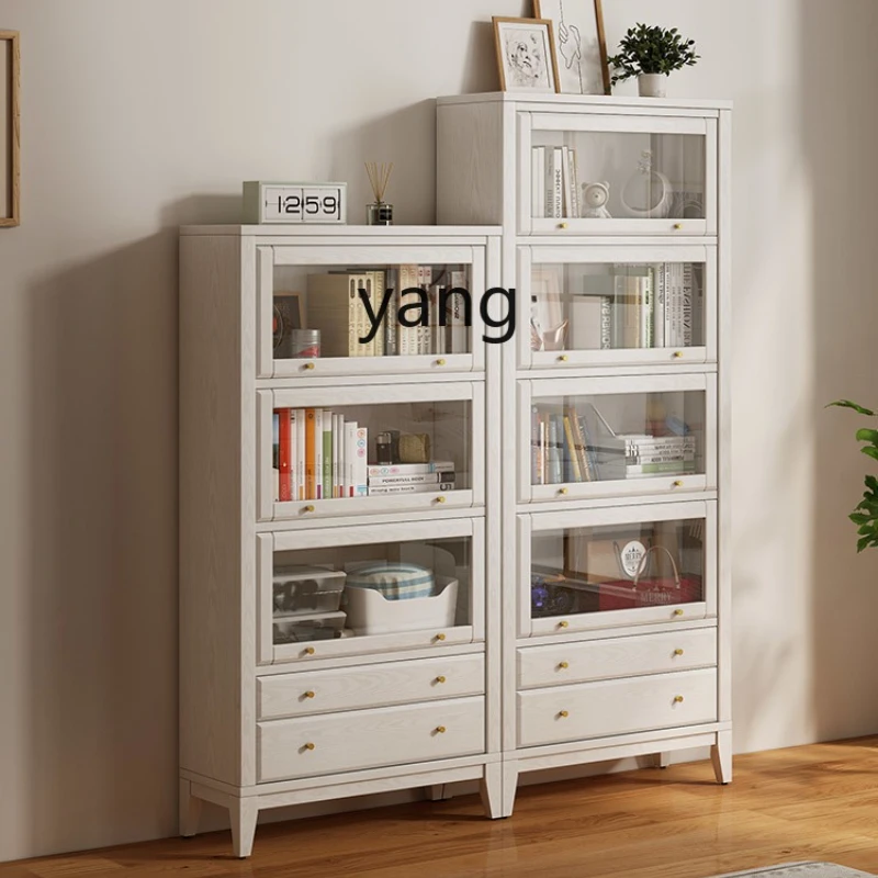 

LH Home Bookcase Storage Solid Wood Wall Sofa Side Cabinet Bookshelf Dust-proof