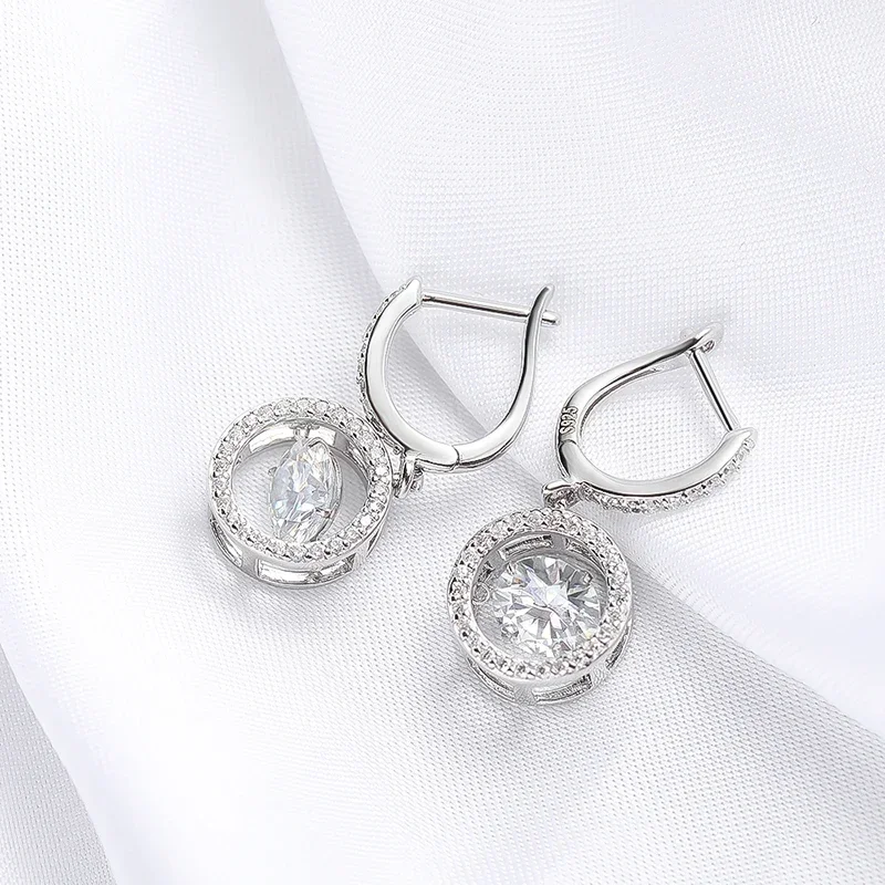 NASIA White Gold Plated 0.5/1CT Moissanite Drop Earring for Women Sparkling Beating Earrings S925 Sterling Silver Jewelry 2026