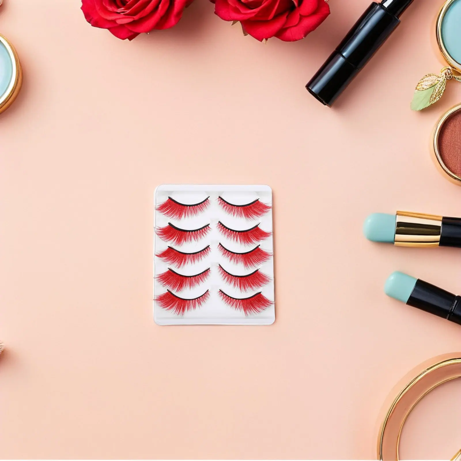5 Pairs Natural-Look Short False Eyelashes – Lightweight Synthetic Manga Style for Daily Wear & Stage
