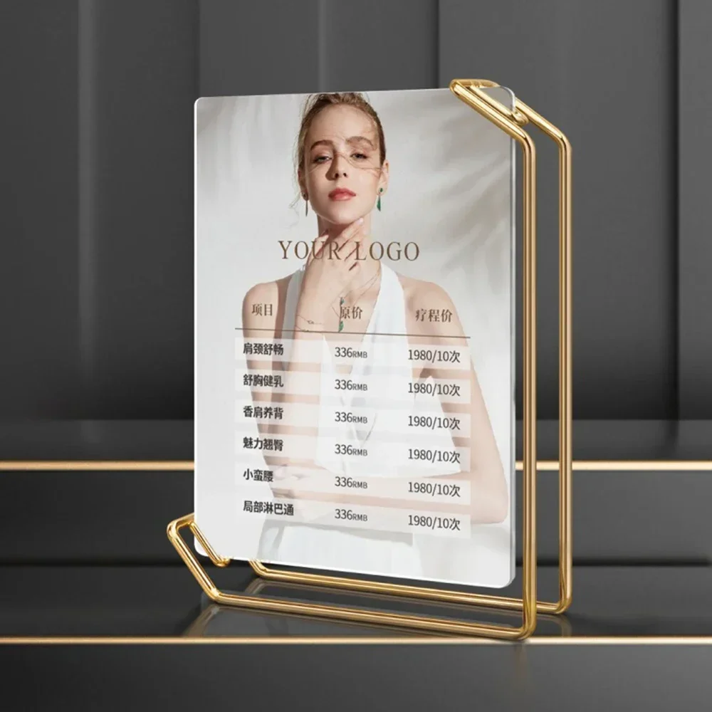 6 Inch A4 Metal Acrylic Photocard Holder Table Menu Display Stand Poster Family Photo Frame for Home Desktop Decoration Ornament