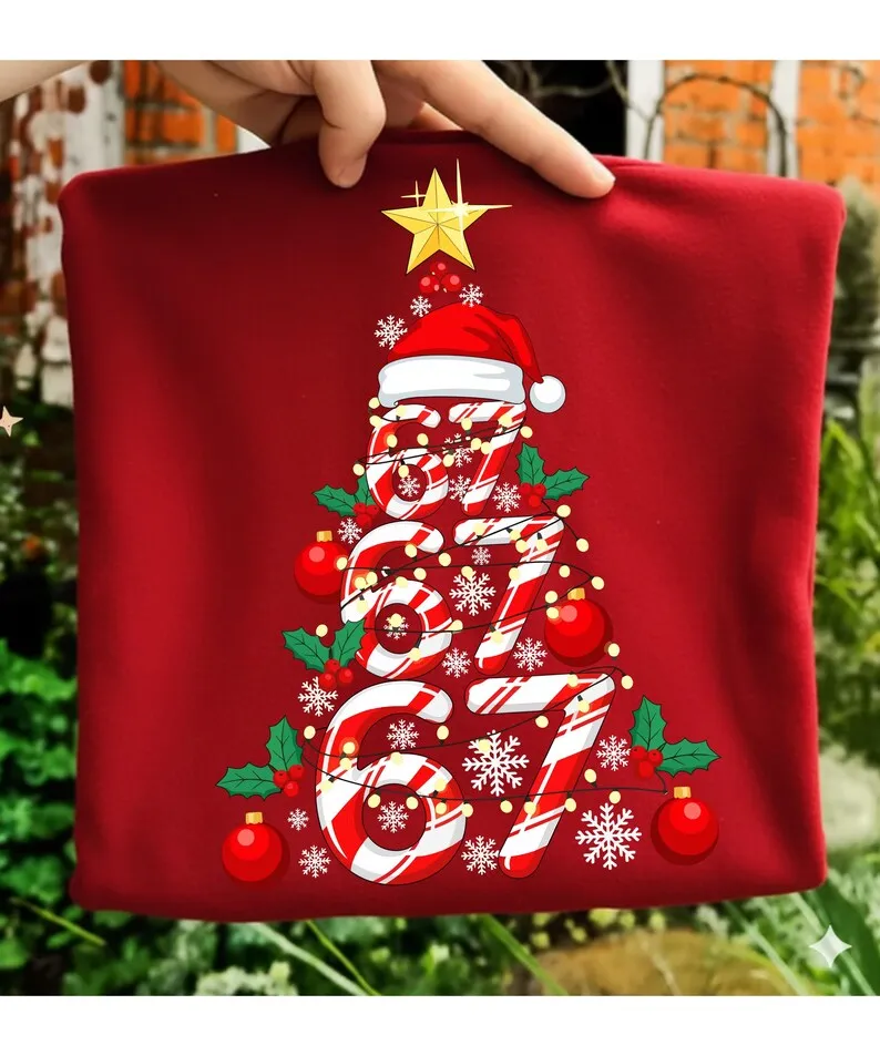 6 7 ميمي منامة عطلة الجنرال ألفا العام عيد الميلاد بلايز مضحك 67 عيد الميلاد تي شيرت طباعة القطن عادية كم قصير للجنسين