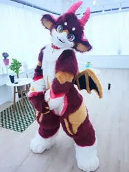 Furry Fursuit Kawaii Horn Dragon Mascot Costume Teen Cosplay Suit Halloween Carnival Party Dress-up Cat Dog Fox Mascot Outfit