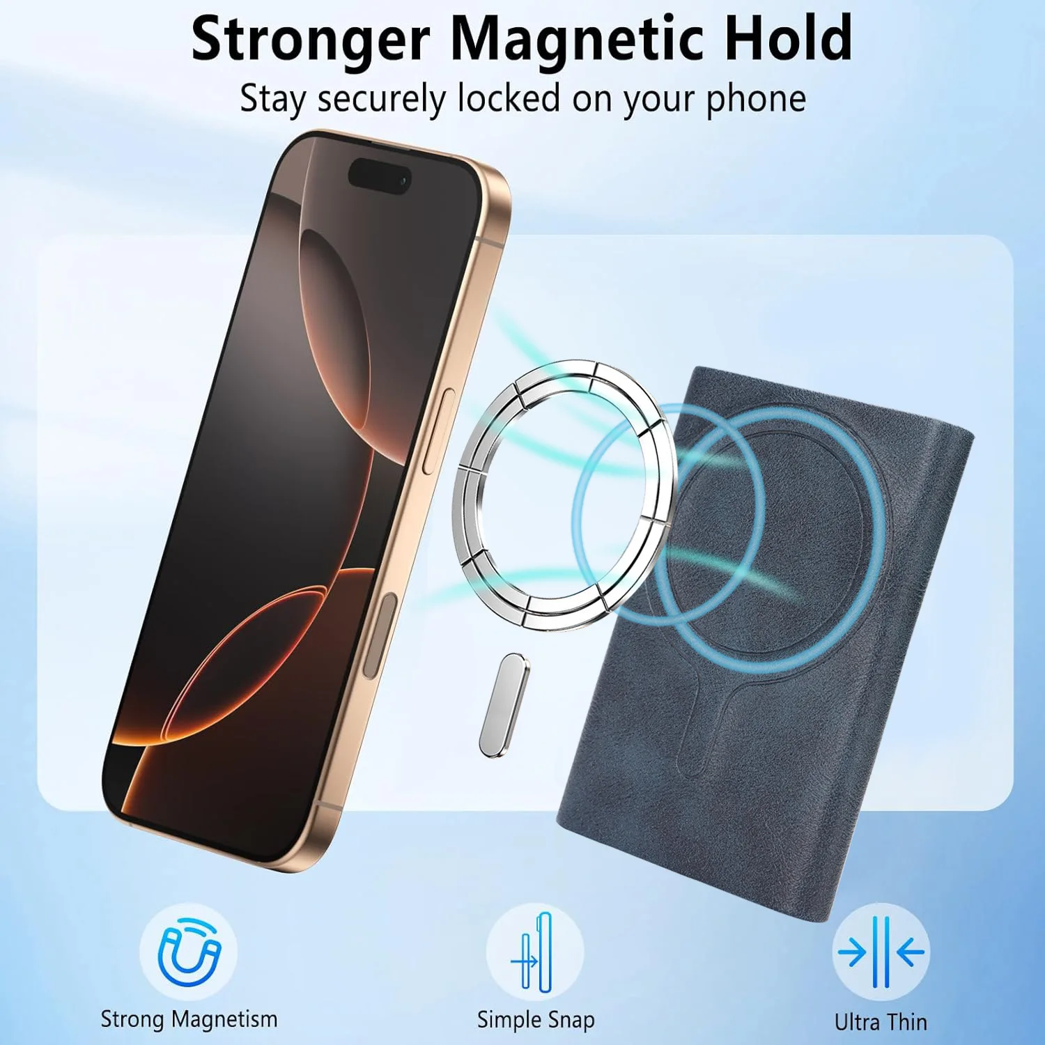 

Suitable for Apple 16 Pro, iPhone 17 MagSafe alloy magnetic card case, iP15 phone magnetic card case