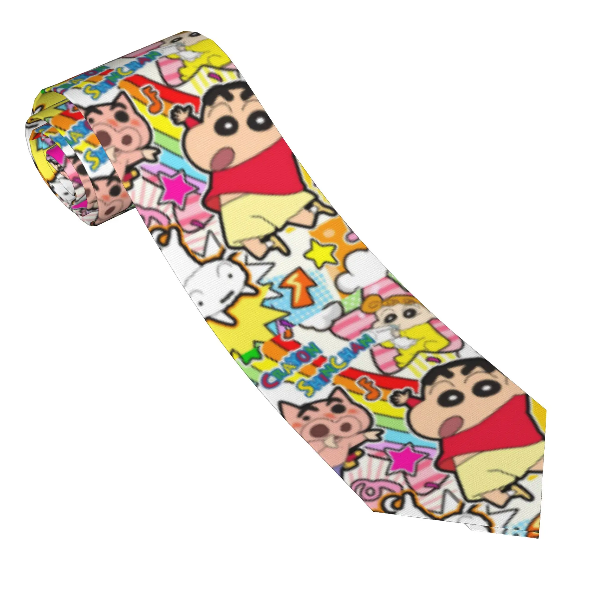 Shinchans 90s Cartoon Neckties Men Polyester 8 cm Slim Classic Neck Ties  for Men Accessories Gravatas Wedding Accessories Party