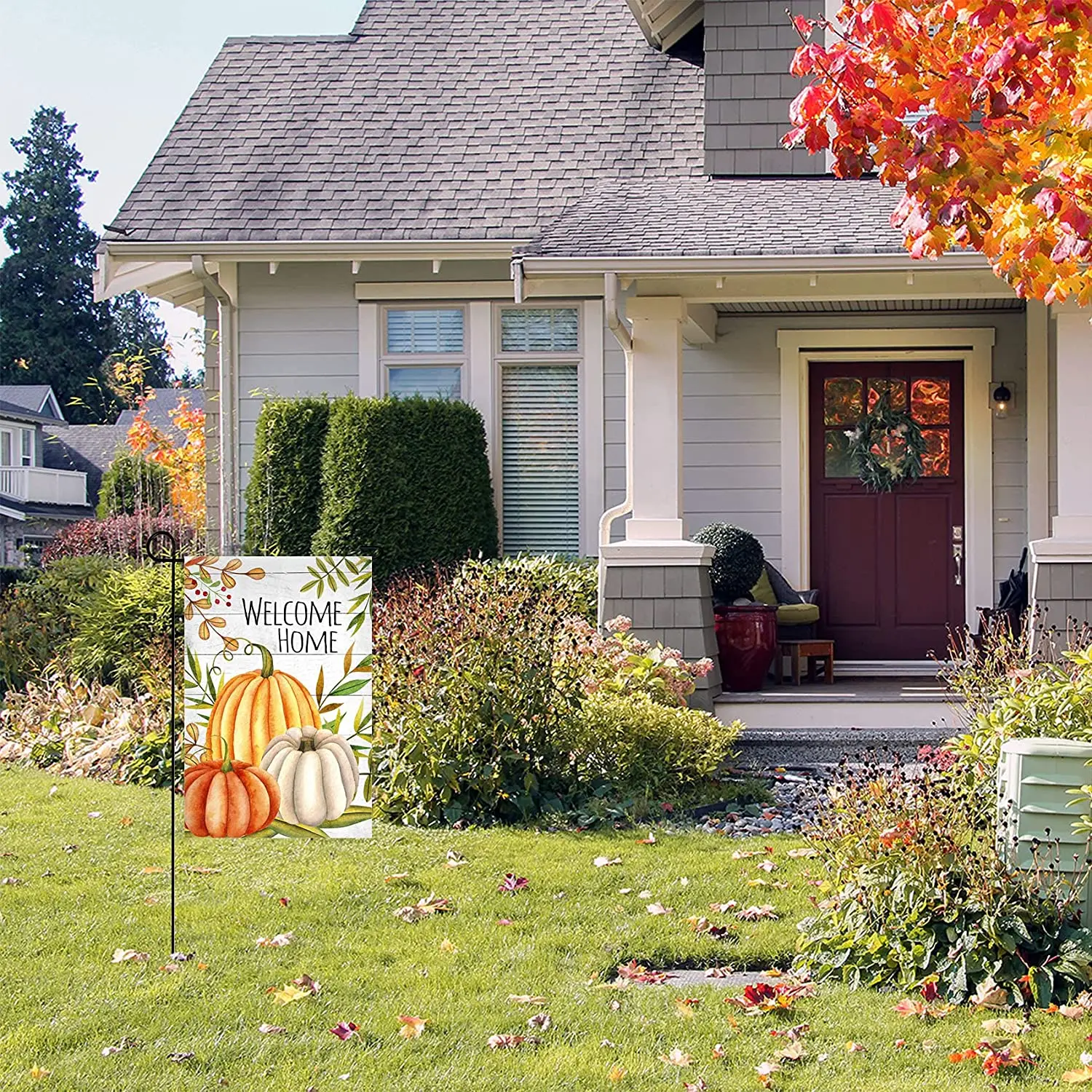 

Welcome Home Fall Pumpkin Patch Garden Flag Decorative Autumn Harvest Flag Yard Outdoor Banner for Outside House Yard Home Decor