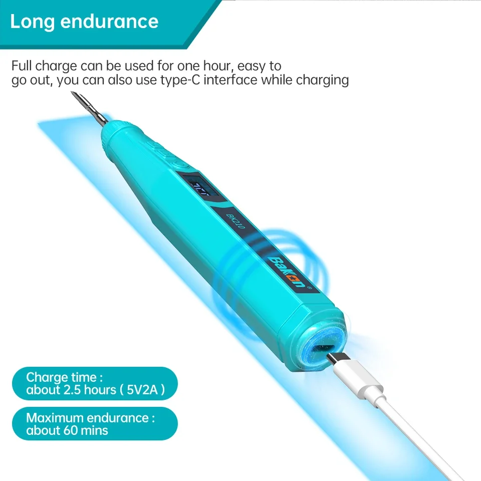 Bakon bk210 C210 USB saldatore Display a LED riscaldamento rapido 12W Mini saldatore PCB strumenti di saldatura con batteria 3200Amh