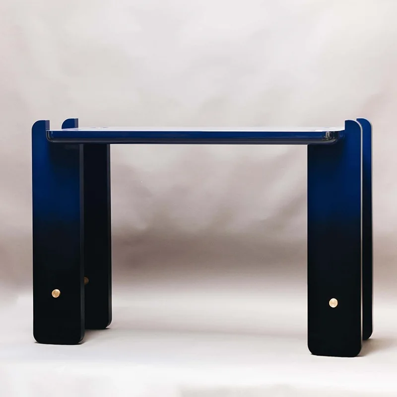 Italian minimalist light luxury entrance desk, designer creative blue partition case