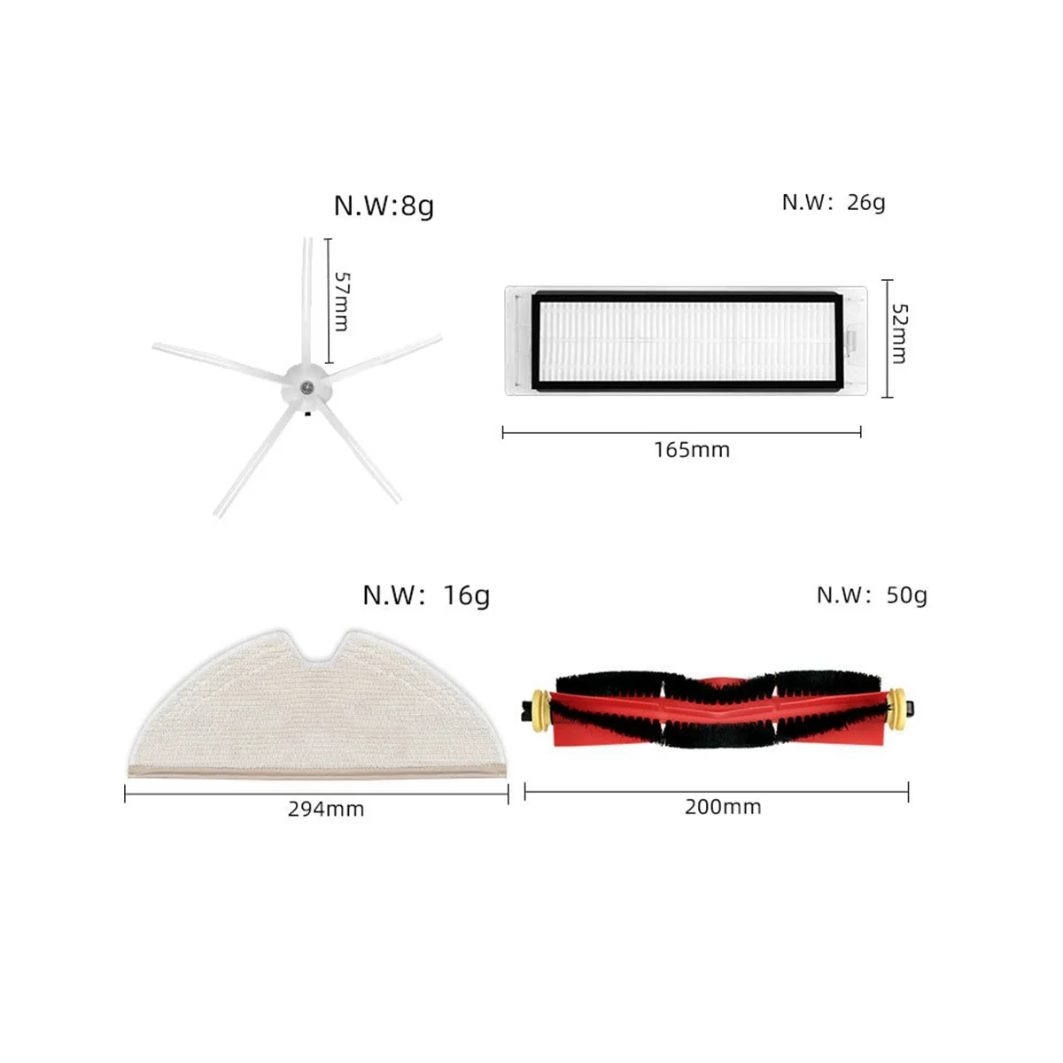 

Suitable for Stone Sweeper Accessories Side Brush S5Max/S6Pure/E5 Main Brush Cover Rag Filter Core