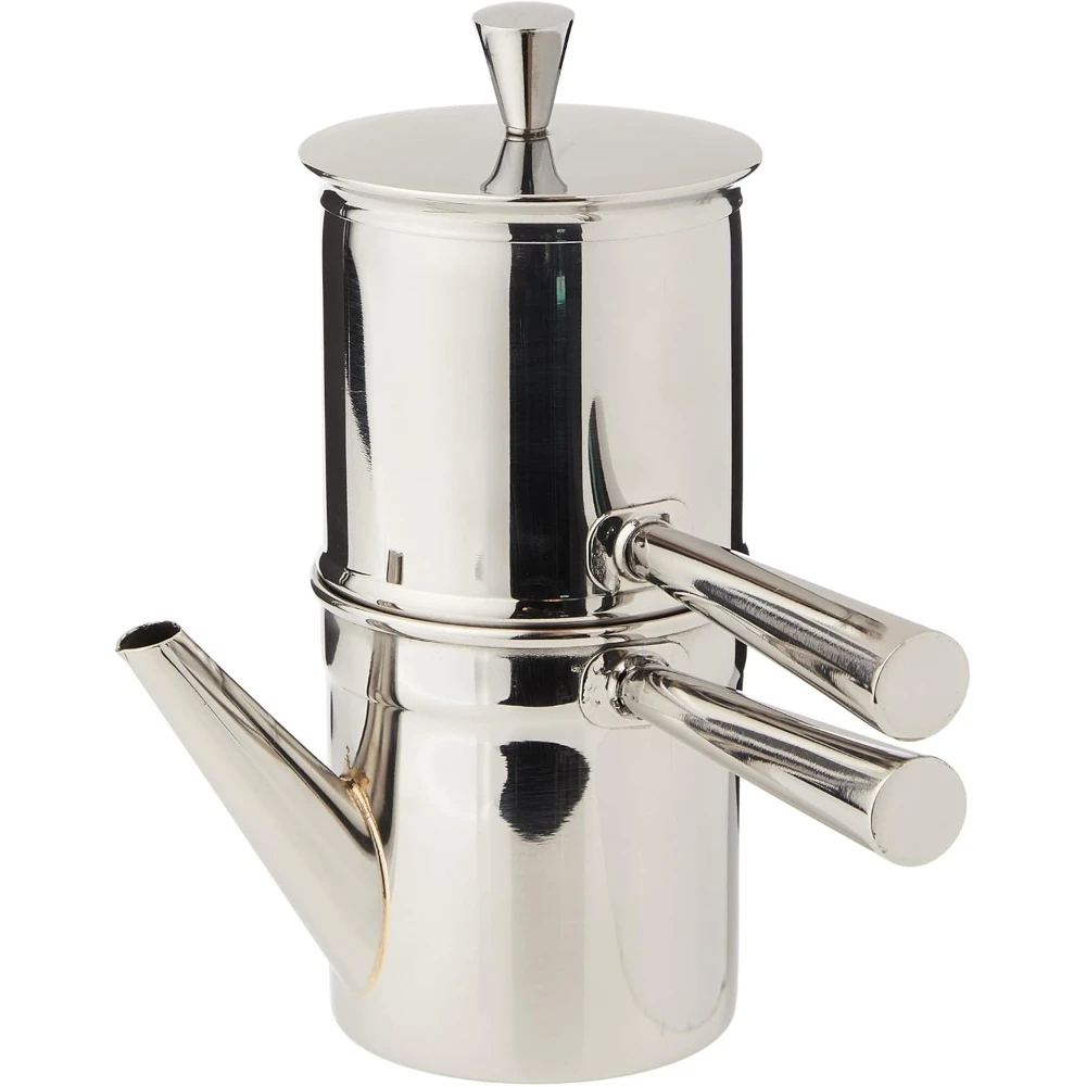 

Neapolitan Coffee Maker, Stainless Steel Silver for 1-2 Cups, Stovetop Brewing
