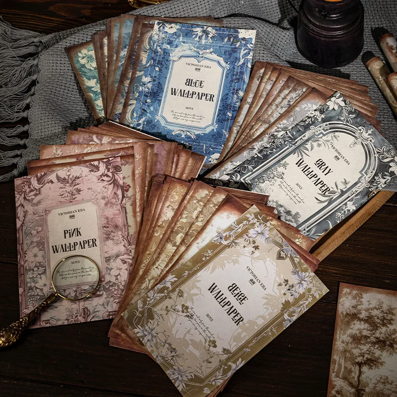 36pcs/lot Memo Pads Material Paper  Romantic Waltz Junk Journal Scrapbooking Cards Retro Background Decoration Paper