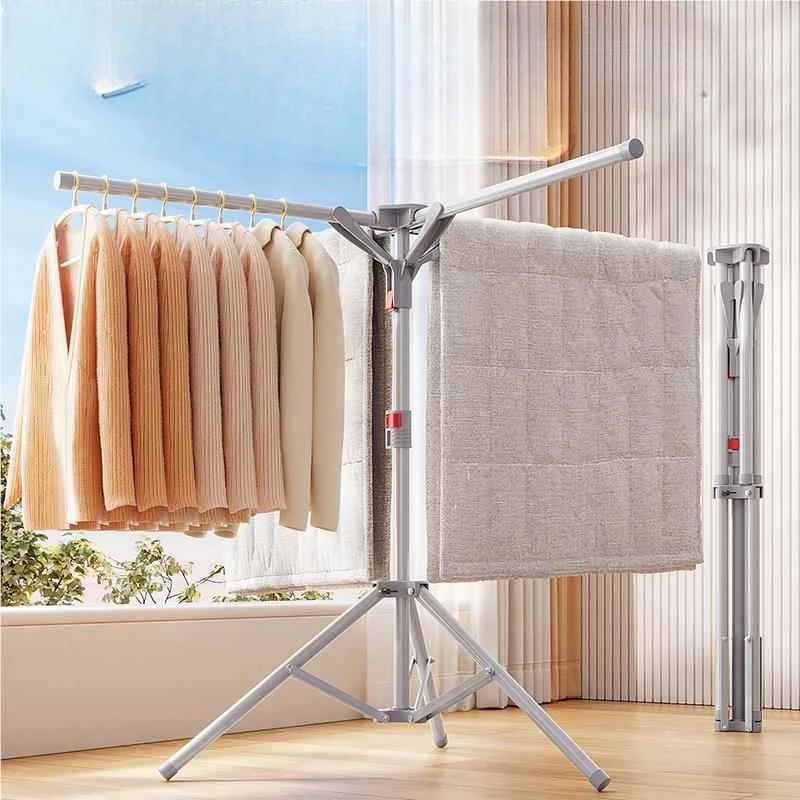 

Folding, floor-to-ceiling balcony, household, small and simple indoor, cool drying and hanging clothes poles, does not occupy