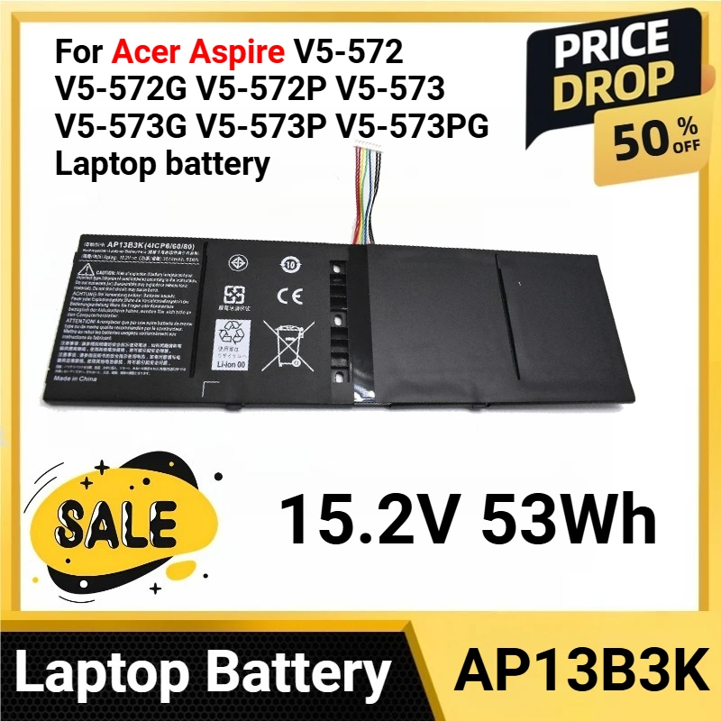 

AP13B3K 15.2V 53Wh For Acer Aspire V5-572 V5-572G V5-572P V5-573 V5-573G V5-573P V5-573PG Laptop battery