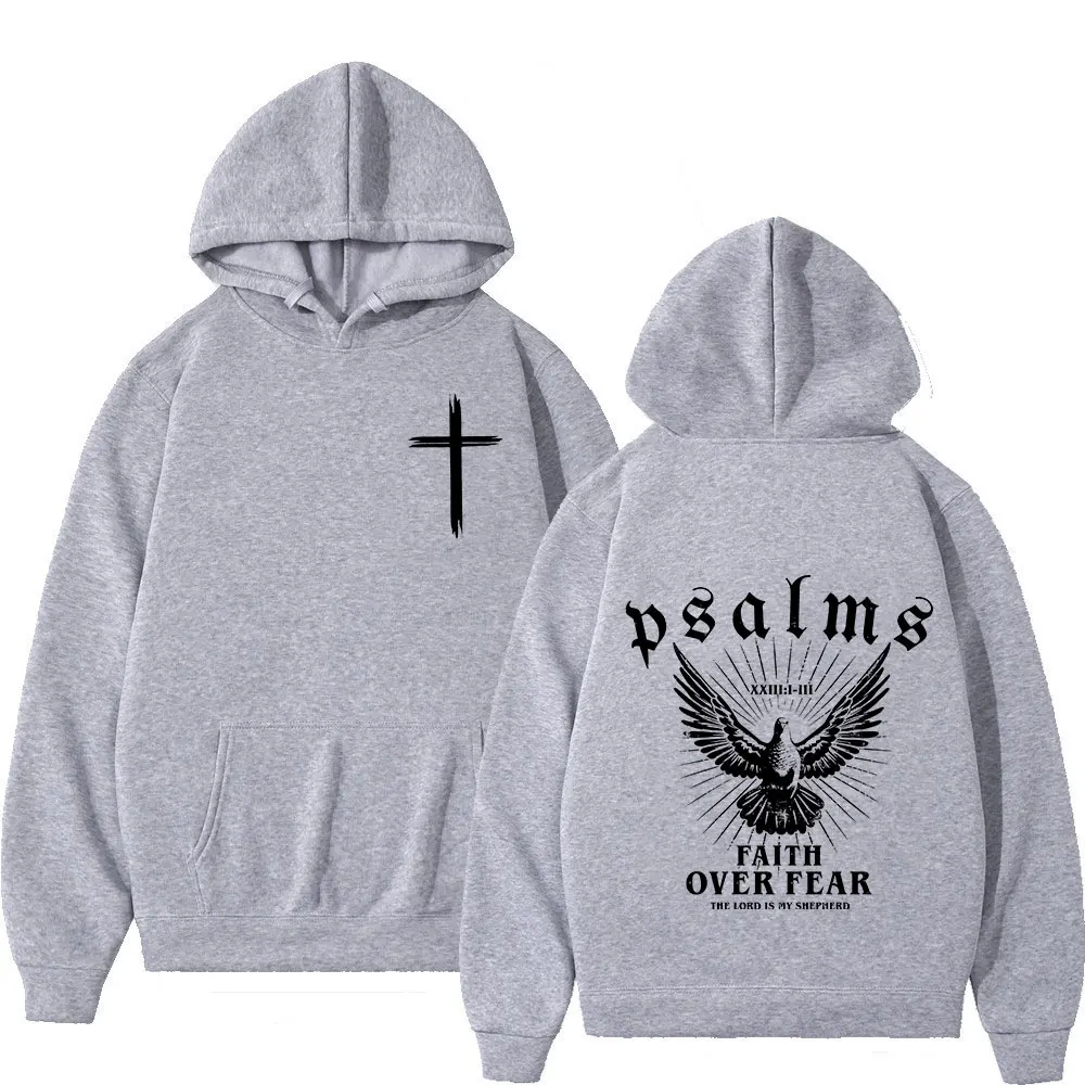 Christian Jesus Faith Over Fear Bible Verse Hoodies Men\'s Women High Quality Sweatshirts Fashion Vintage Pullovers Streetwear