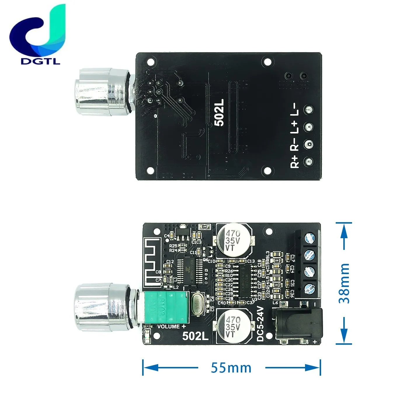 ZK-502L MINI Bluetooth 5.0 DC 5-24V Wireless Audio Digital Power amplifier Stereo board 50Wx2 Bluetooth Amp Amplificador