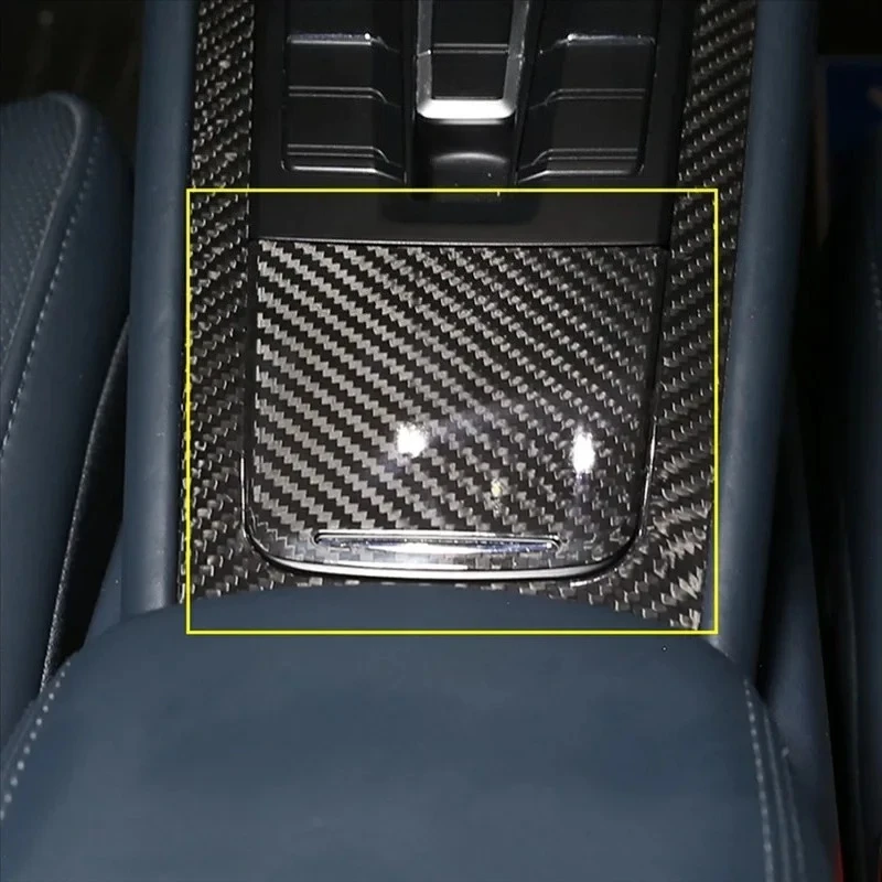 لبورشه 718 911 ريال ألياف الكربون الجافة 2012-2019 التحكم المركزي صندوق تخزين غطاء الكسوة الديكور تعديل الملحقات #3