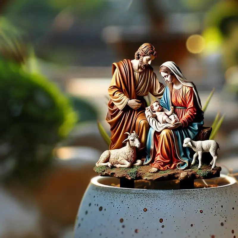 Nativity Yard Stake 2D Acrylic Jesus Birth Garden Sign For Outside Christmas Holy Nativity Scene Decoration For Balcony Lawn