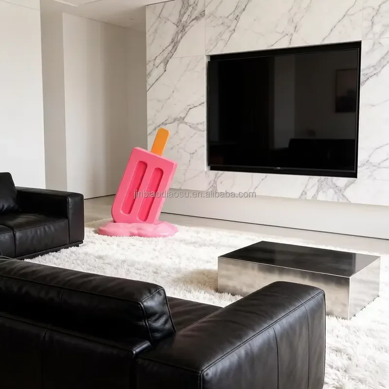 Oversized Hand Painted Resin Popsicle Cake Sculpture Eco Friendly Custom Color for Business Banquet Party Decoration Display